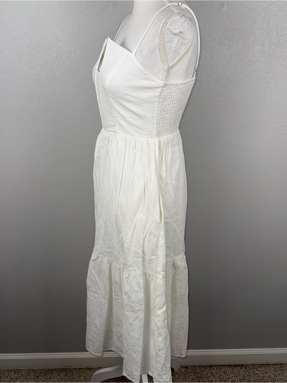 Lulus Simplicity and Sweetness‎ Small White Sleeveless Tiered Midi Dress Pockets - Picture 4 of 14